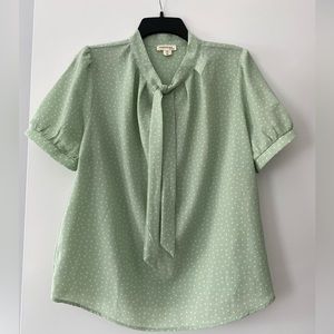 Polkadot green blouse